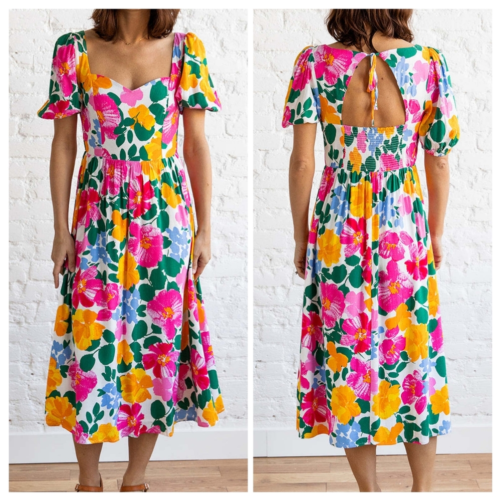 Sugarlips Floral Midi Dress Back Tie